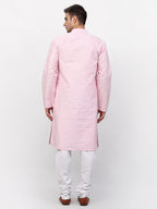 Jompers Men Pink Chikankari Kurta with Churidar - Distacart