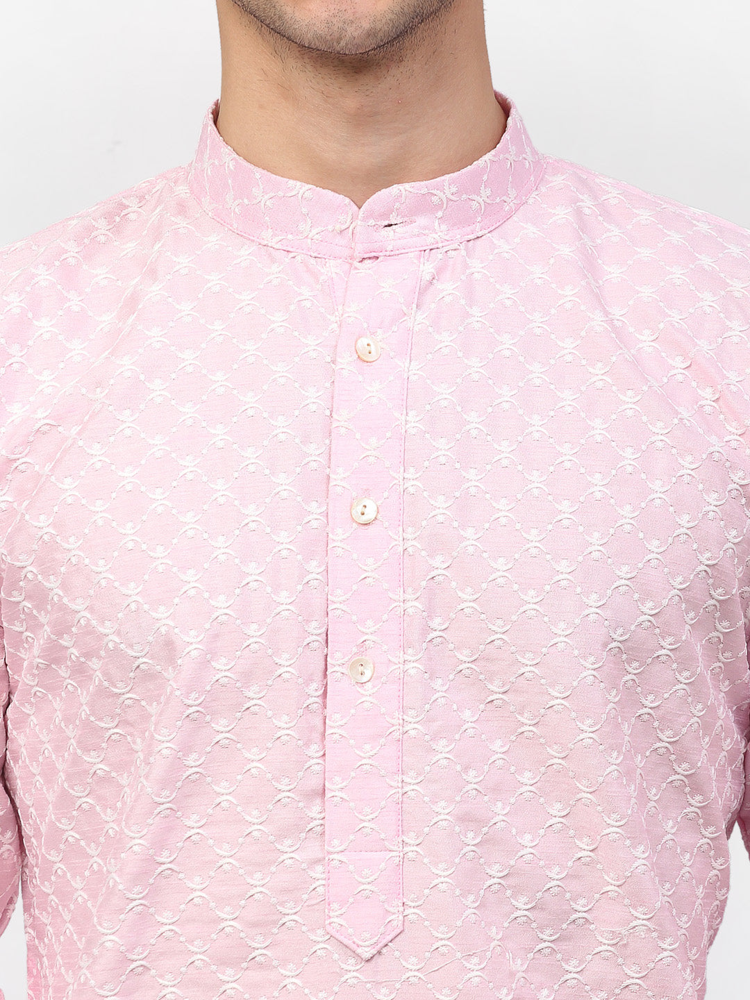 Jompers Men Pink Chikankari Kurta with Churidar - Distacart