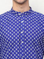 Jompers Men Royal-Blue Chikankari Kurta with Churidar - Distacart