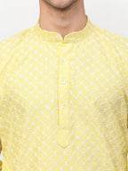 Jompers Men Yellow Chikankari Kurta with Churidar - Distacart