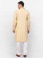 Jompers Men's Beige Woven Kurta Pajama
