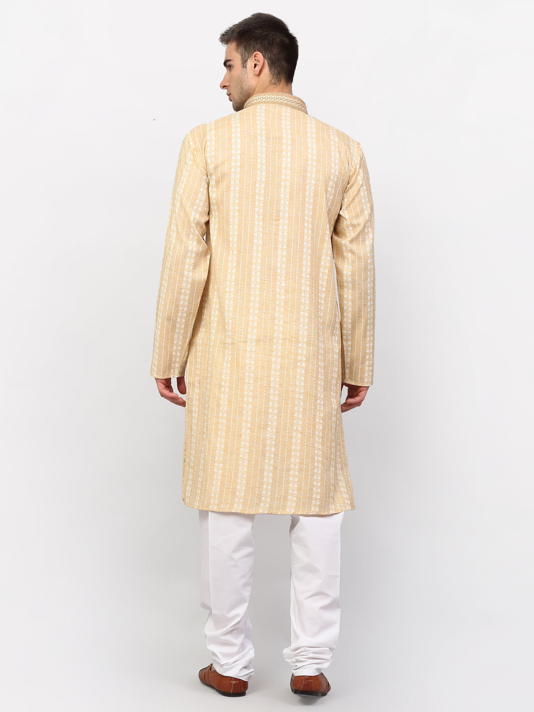 Jompers Men's Beige Woven Kurta Only