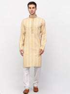 Jompers Men's Beige Woven Kurta Pajama