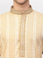 Jompers Men's Beige Woven Kurta Pajama
