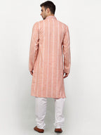 Jompers Men's Pink Woven Kurta Only