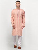 Jompers Men's Pink Woven Kurta Pajama