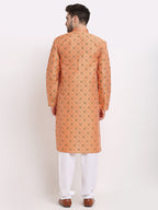 Jompers Men's Orange Woven Kurta Only