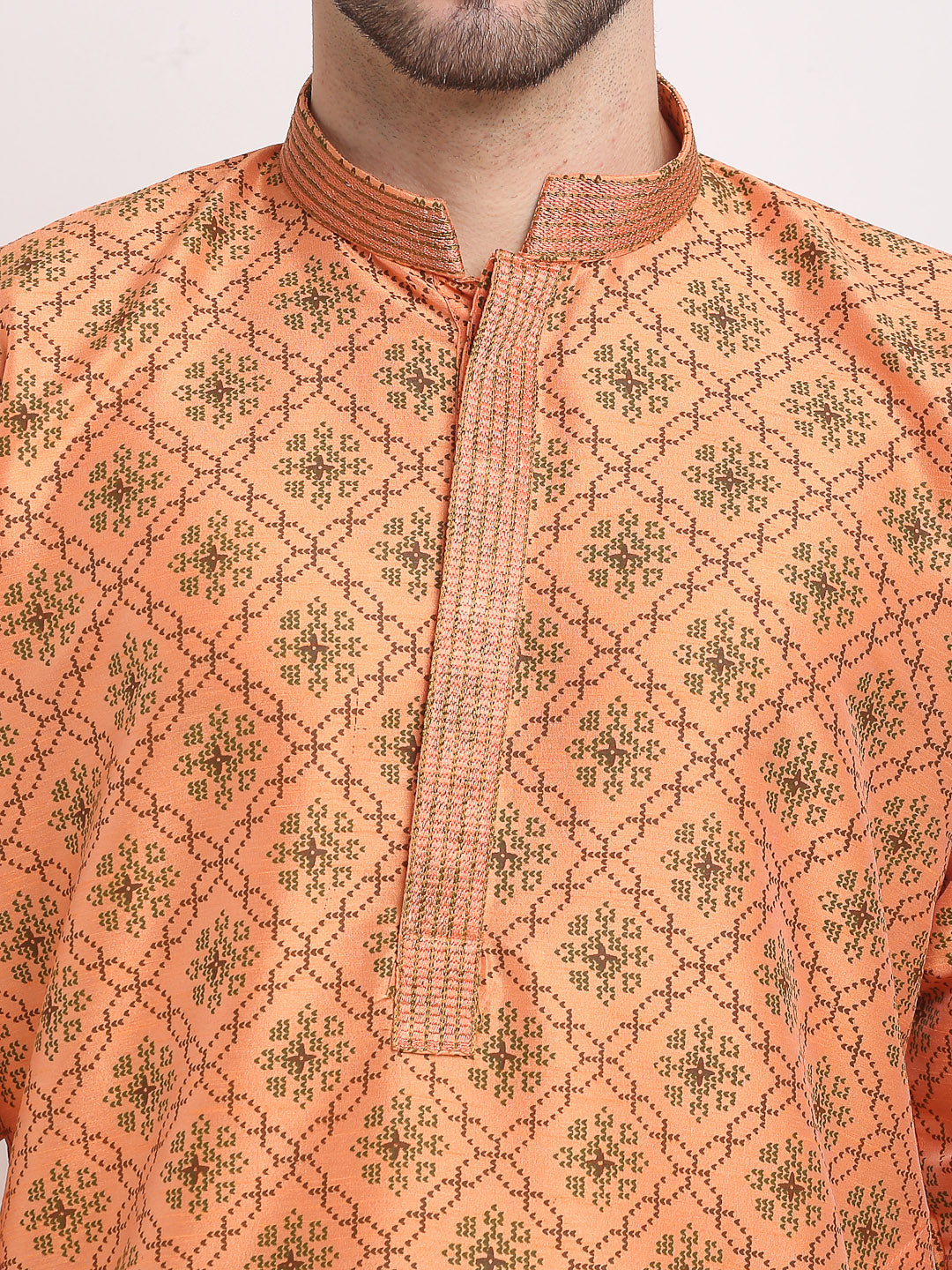 Jompers Men's Orange Woven Kurta Only