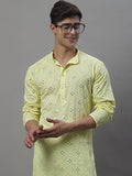 Jompers Men's Embroidered Mirror Work Kurta - Lemon