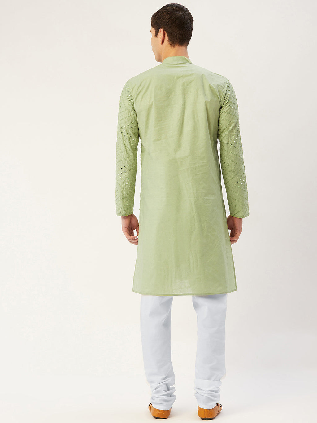 Jompers Men's Pista Embroidered Mirror Work Kurta Pyjama