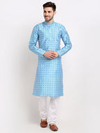 Jompers Men's Sky Dupion Ikkat Kurta Only
