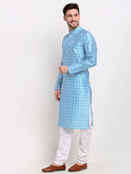 Jompers Men's Sky Dupion Ikkat Kurta Payjama Sets
