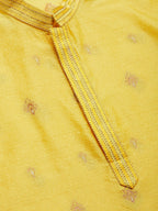 Jompers Men's Yellow Coller Embroidered Woven Design Kurta Pyjama