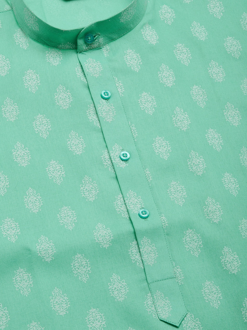 Jompers Men's Green Cotton Floral Printed kurta Pyjama Set