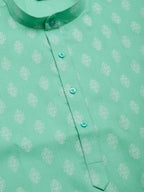 Jompers Men's Green Cotton Floral Printed kurta Pyjama Set