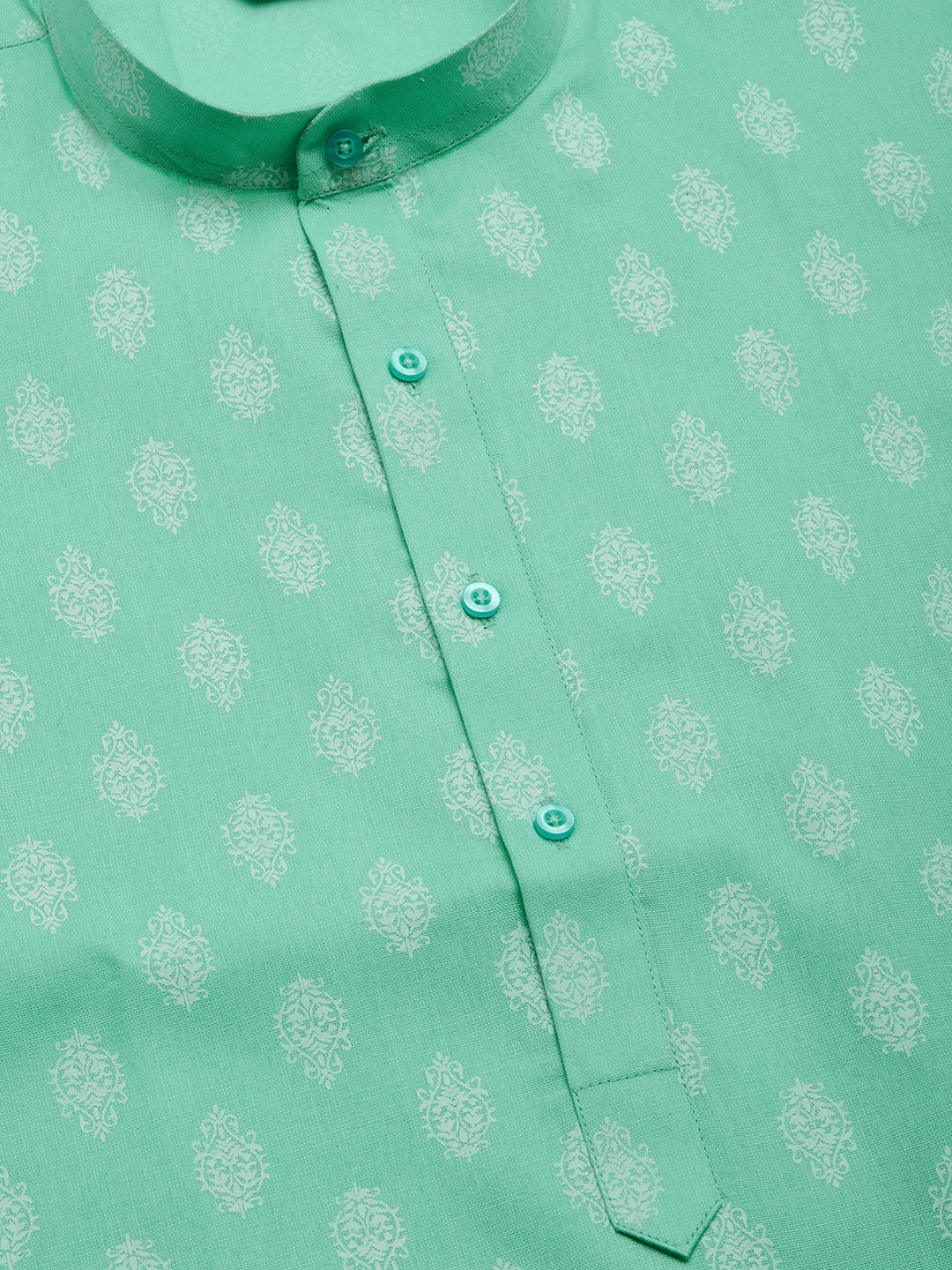 Jompers Men's Green Cotton Floral Printed kurta Pyjama Set