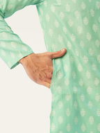 Jompers Men's Green Cotton Floral Printed kurta Pyjama Set
