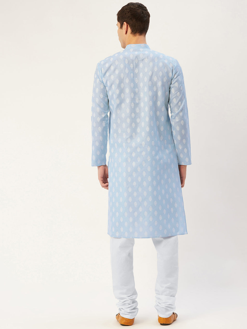 Jompers Men's Sky Cotton Floral Printed kurta Pyjama Set