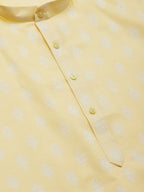 Jompers Men's Yellow Cotton Floral printed kurta Only