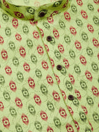 Jompers Men's Green Cotton Ikat printed kurta Pyjama Set