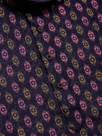 Jompers Men's Navy Cotton Ikat printed kurta Pyjama Set