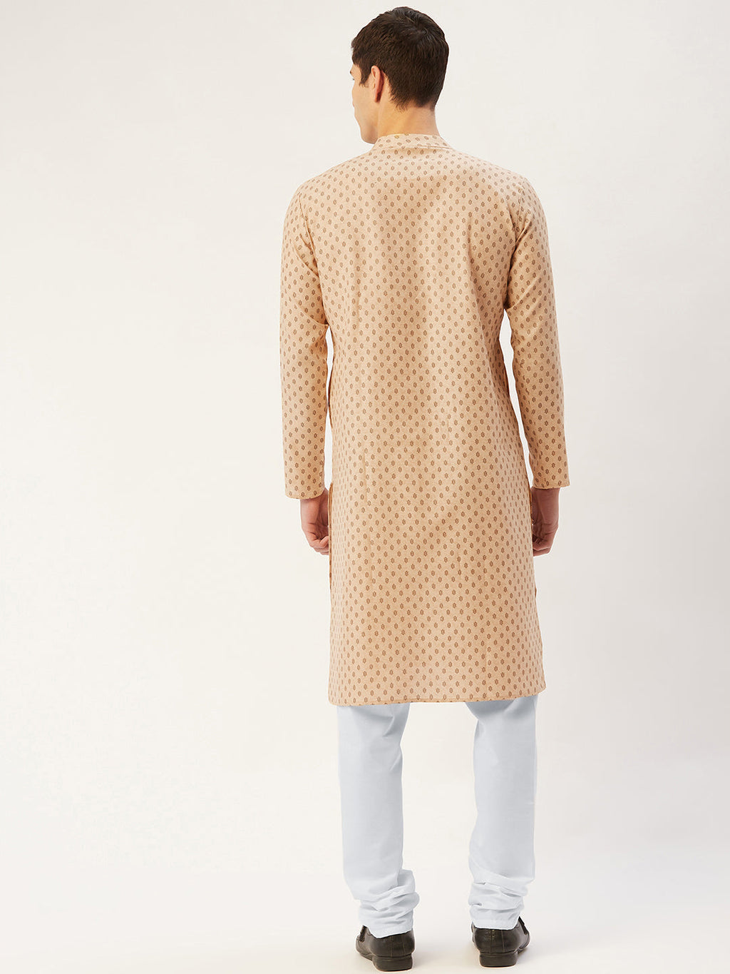 Jompers Men's Beige Cotton printed kurta Pyjama Set