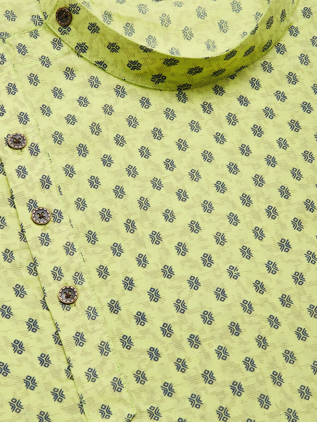 Jompers Men's Green Cotton printed kurta Pyjama Set