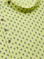 Jompers Men's Green Cotton printed kurta Pyjama Set