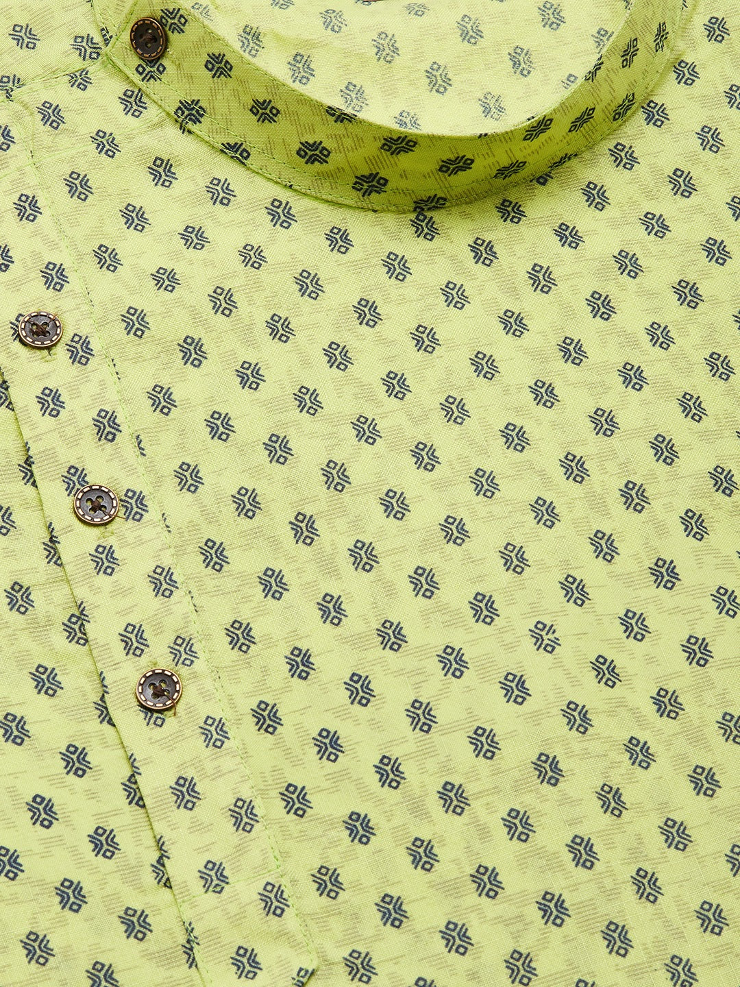 Jompers Men's Green Cotton printed kurta Pyjama Set