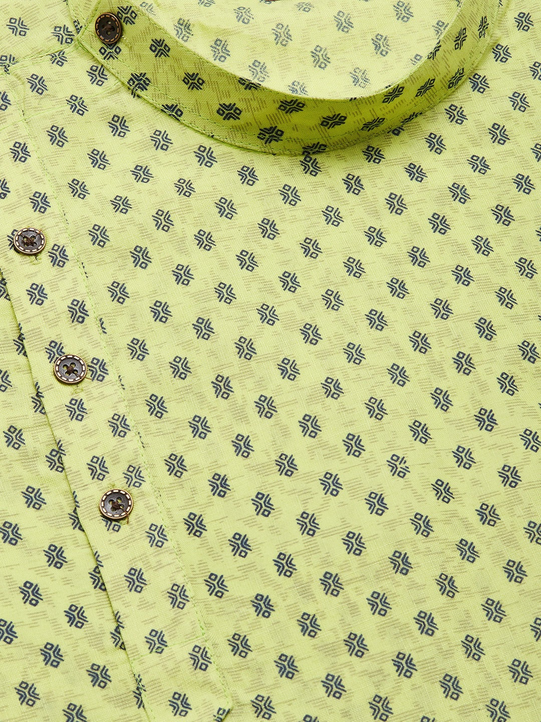 Jompers Men's Green Cotton printed kurta Only