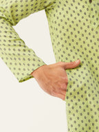 Jompers Men's Green Cotton printed kurta Only