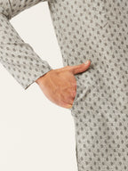 Jompers Men's Grey Cotton printed kurta Only