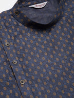 Jompers Men's Navy Cotton printed kurta Only
