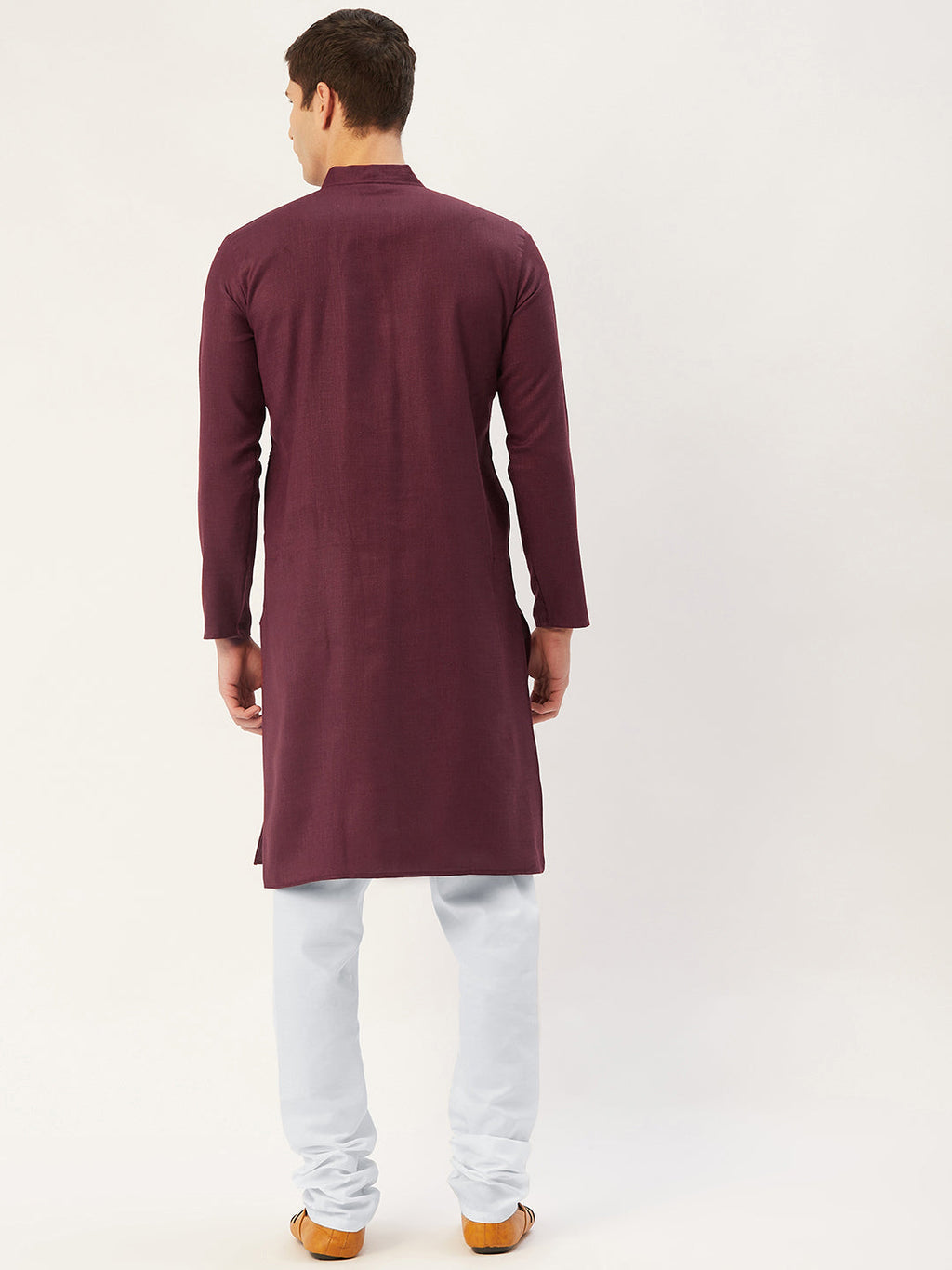 Jompers Men's Maroon Cotton Embroidered Kurta Pyjama