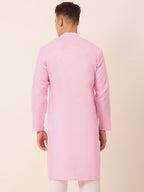 Jompers Men's Cotton Solid Kurta - Pink