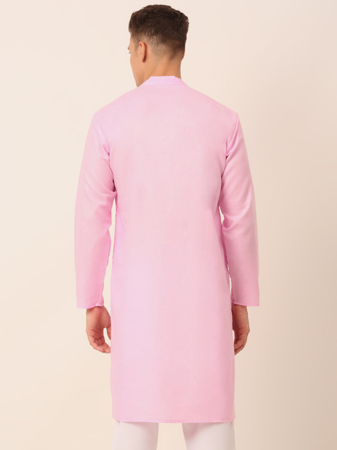 Jompers Men's Cotton Solid Kurta - Pink