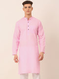 Jompers Men's Cotton Solid Kurta - Pink