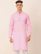 Jompers Men's Cotton Solid Kurta - Pink