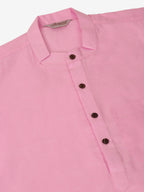 Jompers Men's Cotton Solid Kurta - Pink