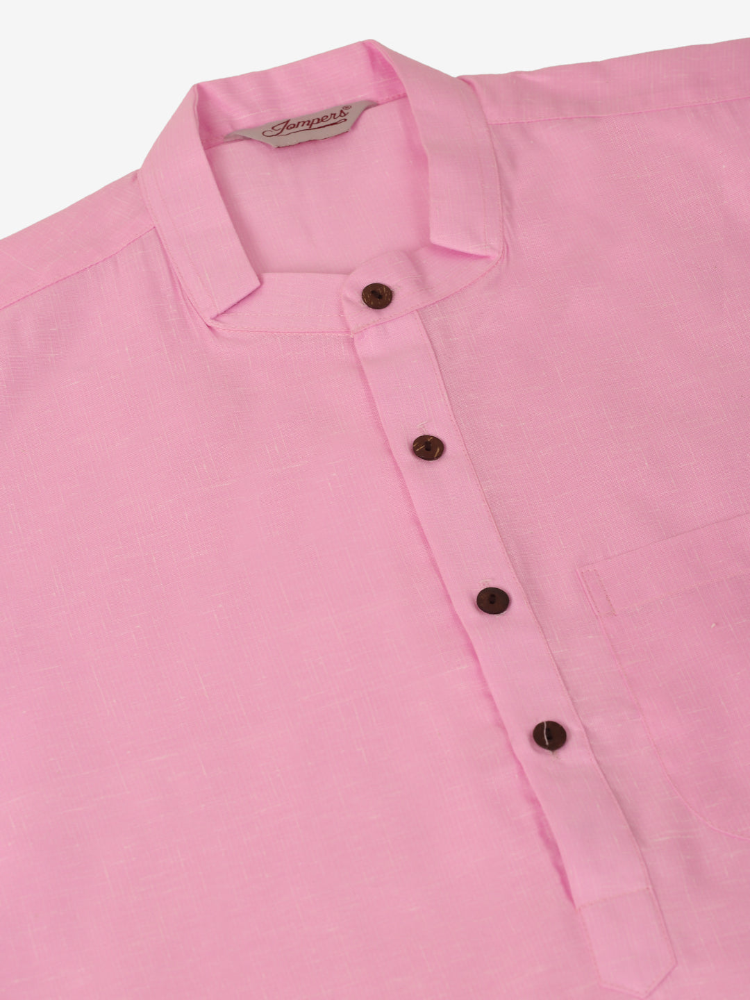 Jompers Men's Cotton Solid Kurta - Pink