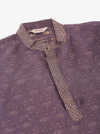Jompers Men's Silk Blend Collar Embroidered Kurta only - Purple