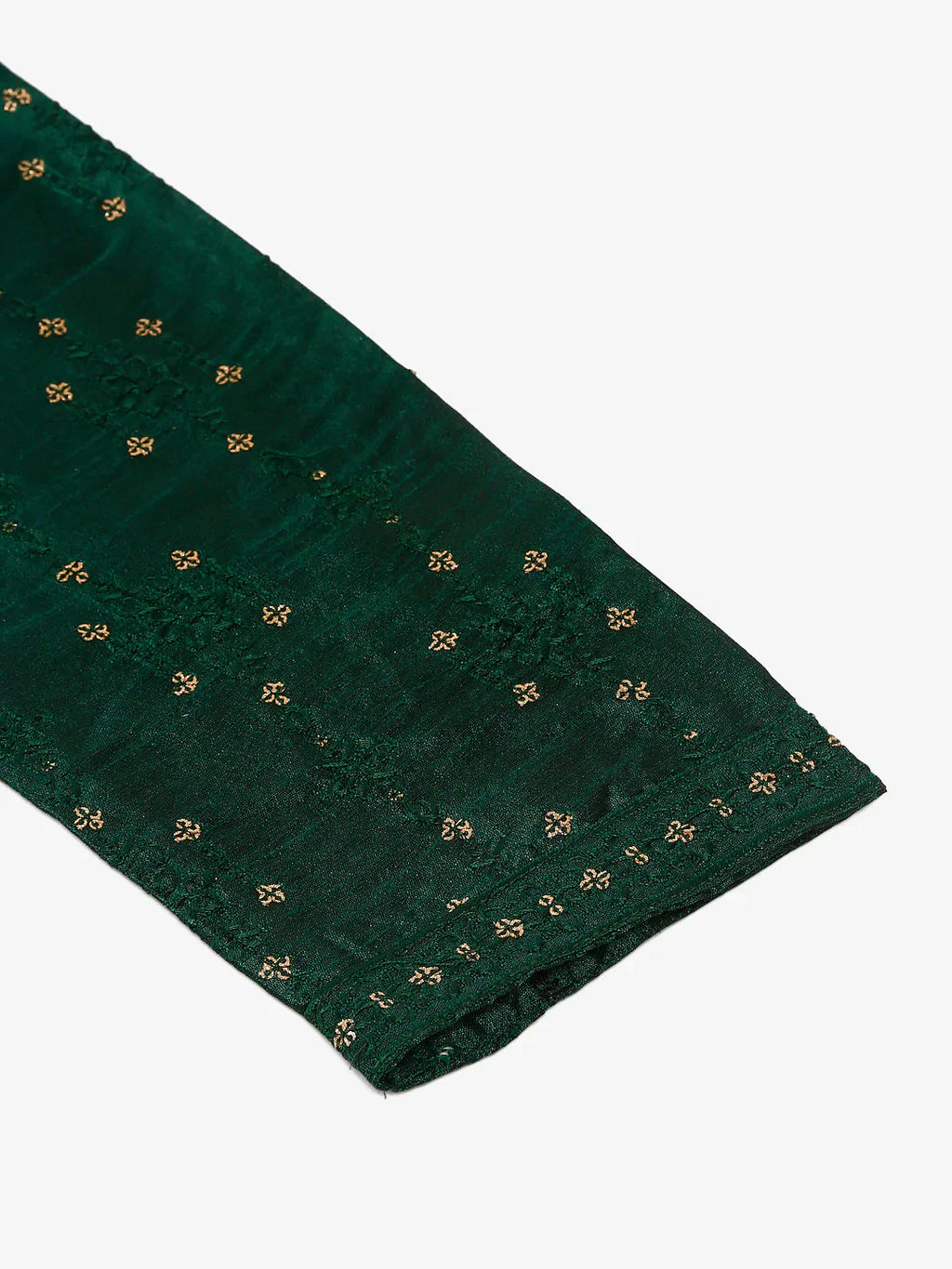 Jompers Men's Silk Blend Collar Embroidered Kurta Only - Green