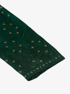 Jompers Men's Silk Blend Collar Embroidered Kurta Only - Green
