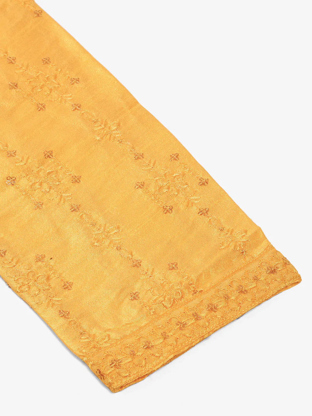 Jompers Men's Silk Blend Collar Embroidered Kurta Only - Yellow