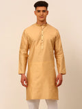 Jompers Men's Beige Striped Pleated Chikankari Kurta Only