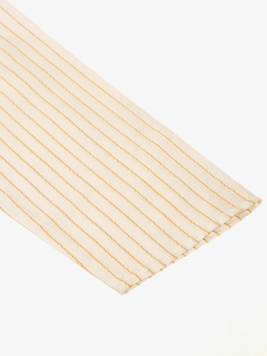Jompers Men's Cream Striped Pleated Chikankari Kurta Only
