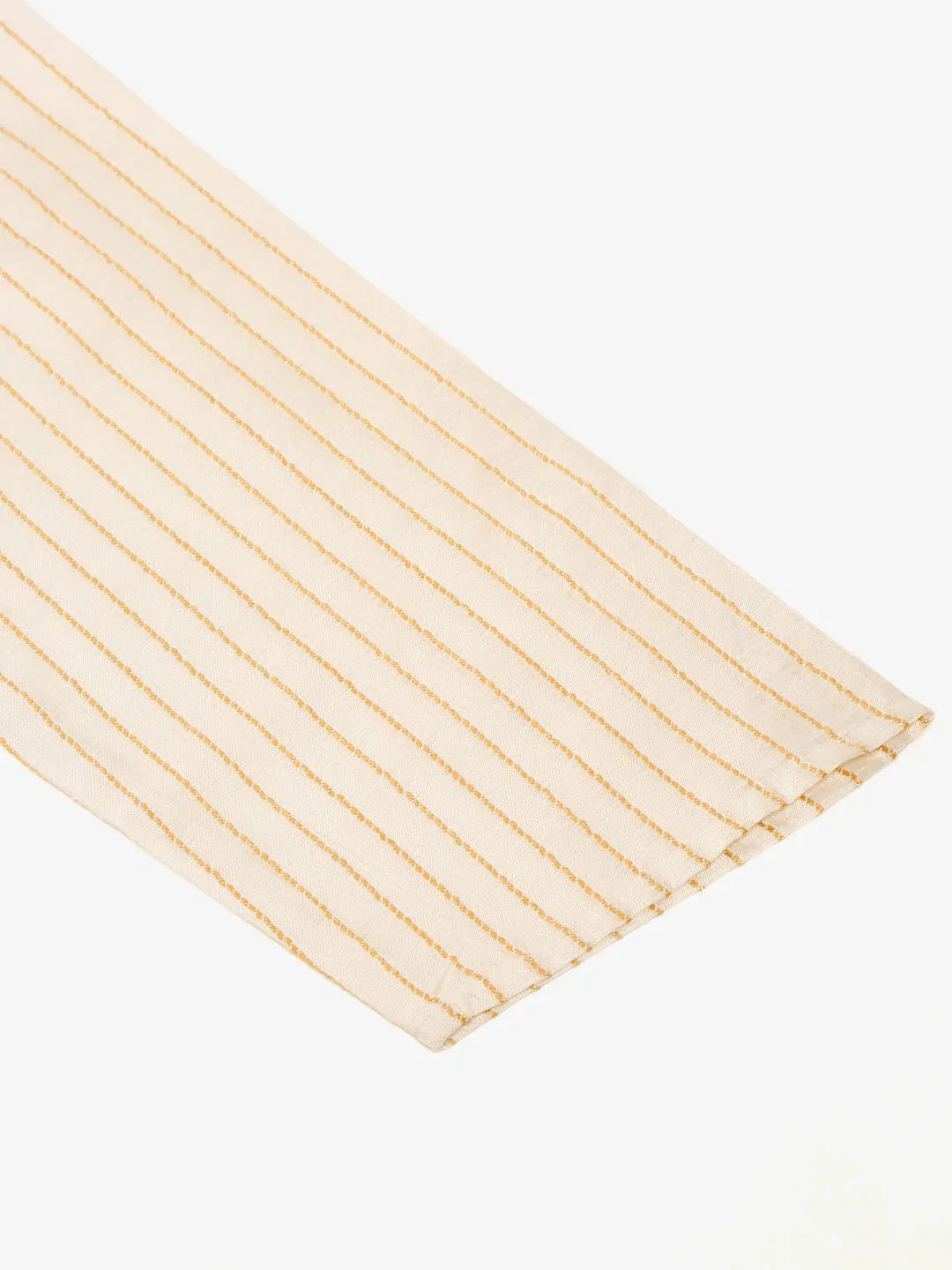 Jompers Men's Cream Striped Pleated Chikankari Kurta Only
