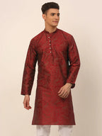 Jompers Men's Maroon Paisley Printed Kurta Only
