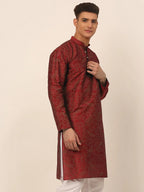 Jompers Men's Maroon Paisley Printed Kurta Only