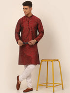 Jompers Men's Maroon Paisley Printed Kurta Only